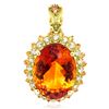 Image 1 : 17.04ct CITRINE , ORANGE SAPPHIRE 14K Yellow Gold 9.1gm Pendant