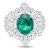 Image 1 : 2.38ct Oval Emerald & Diamond Ring