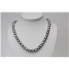 Image 1 : 8-10mm Tahitian Silver Round Necklace with Gold Clasp