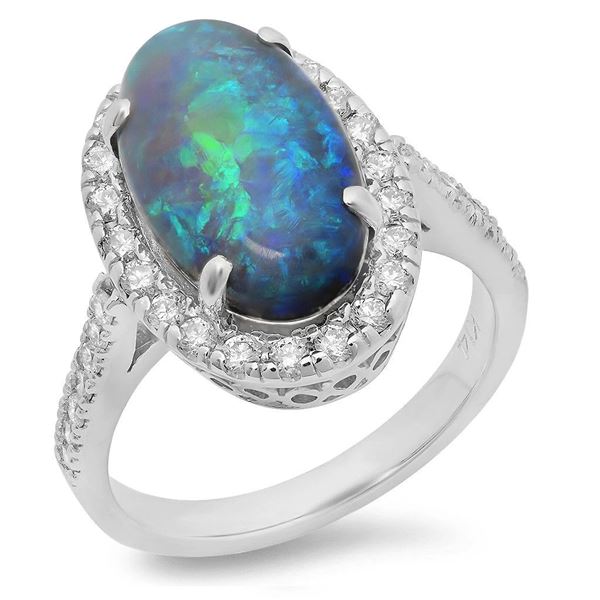 4.17ct Opal 14 K White  Gold Ring