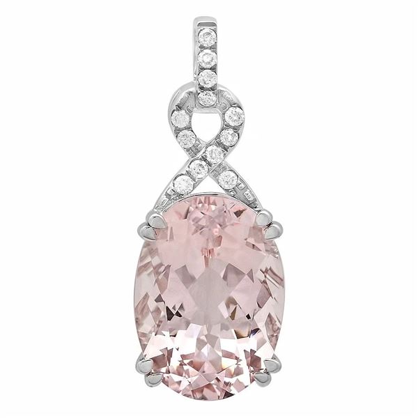 12.12ct Morganite 14 K White Gold Pendant