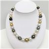 Image 2 : 12-14mm South Sea and Tahitian Multicolor Round/Near-Round Pearl Necklace with Gold Clasp