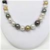 Image 3 : 12-14mm South Sea and Tahitian Multicolor Round/Near-Round Pearl Necklace with Gold Clasp