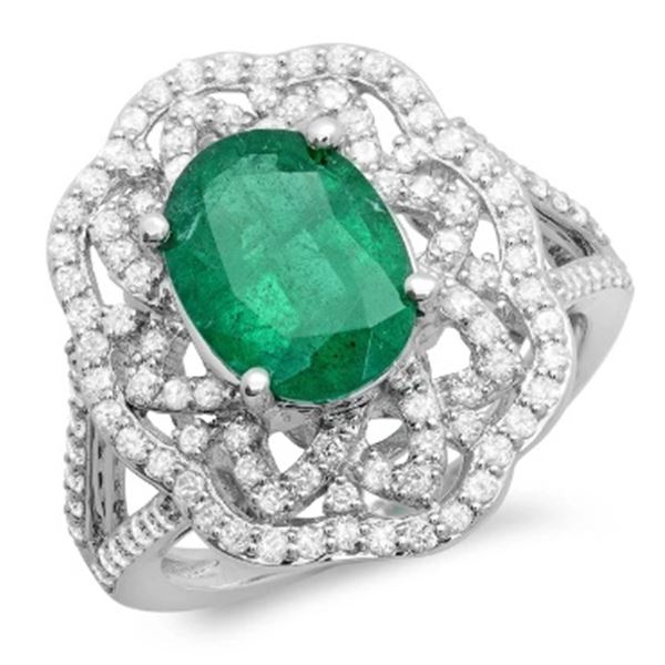 2.26ct Emerald 14 K White Gold Ring