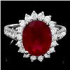 Image 1 : 14k White Gold 4.50ct Ruby 0.90ct Diamond Ring