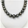 Image 3 : 14-17mm Tahitian Dark Near-Round Pearl Necklace with Gold Clasp