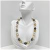 Image 1 : 12-14 South Sea White and Golden and Tahitian Round Pearl Necklace with Gold Clasp