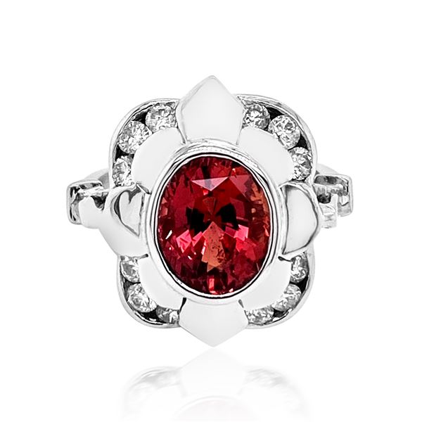 3.63ct NATURAL CEYLON Padparadscha Sapphire 14K White Gold Ring