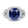 GIA Certified 4.45ct Burma No Heat Royal Blue Sapphire 18K White Gold Ring