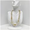 14-15mm South Sea White and Golden Round Pearl Necklace with Gold Clasp
