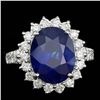 14k Gold 8.00ct Sapphire 1.20ct Diamond Ring