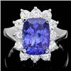 14k Gold 4.00ct Tanzanite 1.20ct Diamond Ring