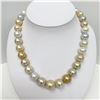 Image 2 : 13-15mm South Sea White and Golden Near-Round Necklace with Gold Clasp
