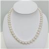 Image 2 : 9-9.5mm Akoya Pink Overtones Round Pearl Necklace with Gold Clasp