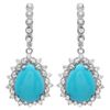 Image 1 : 11.07ct Turquoise 14 K White Gold Earrings