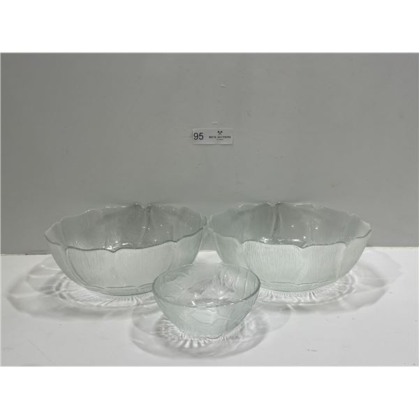 3 Glass Kitchen Fruit Bowls
