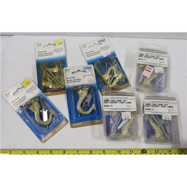 LOT OF 7 ASSORTED SWAG HOOKS