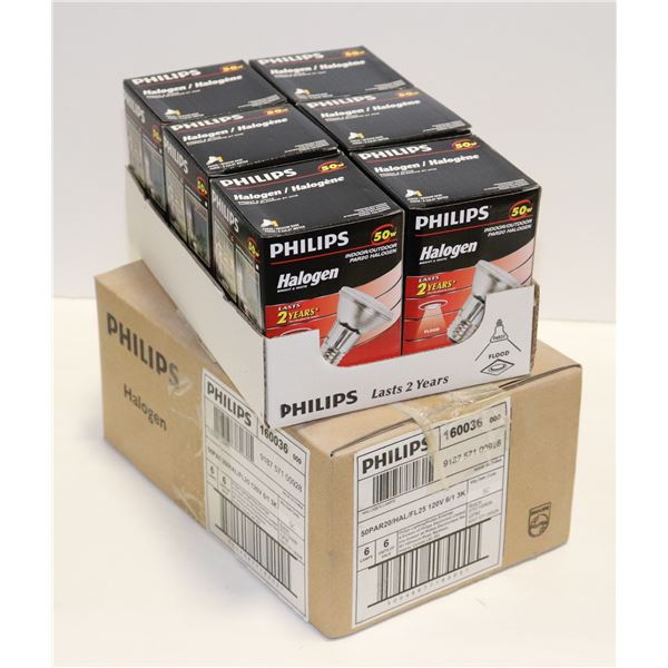 (X2 BOXES) X6 HALOGEN 50W PHILIPS LIGHTBULBS