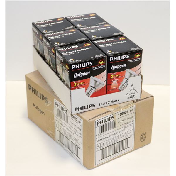 (X2 BOXES) X6 HALOGEN 50W PHILIPS LIGHTBULBS