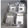 Image 1 : X2 2 DRAINS 31X18X9" STAINLESS STEEL SINKS