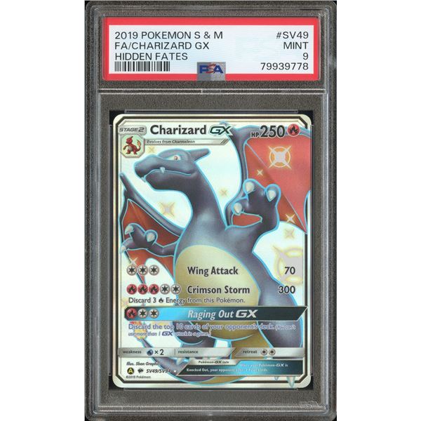 2019 Pokemon FA Shiny Charizard GX - Hidden Fates #SV49 - PSA 9 MINT
