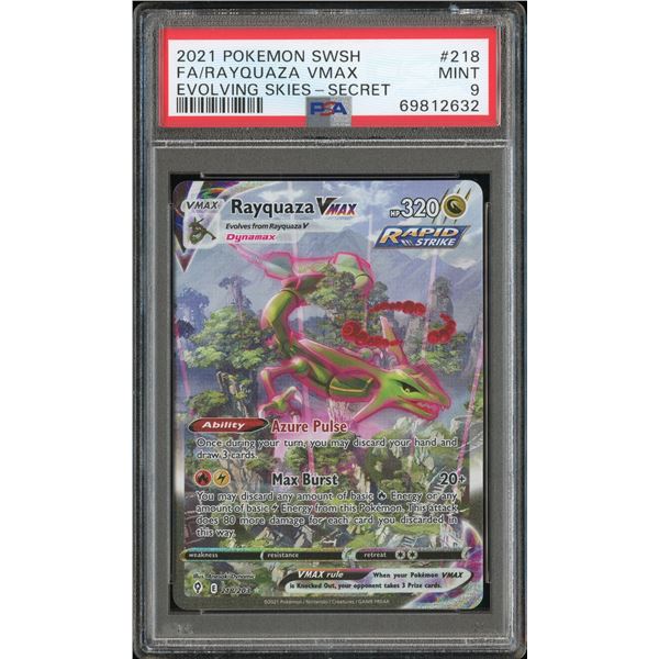 2021 Pokemon FA Rayquaza VMAX Secret Rare - Evolving Skies - PSA 9 MINT