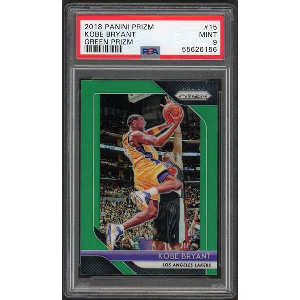 2018 Kobe Bryant Green Prizm - Panini Prizm #15 - PSA 9 MINT