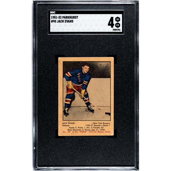 1951-52 Parkhurst #90 Jack Evans RC (SGC 4)
