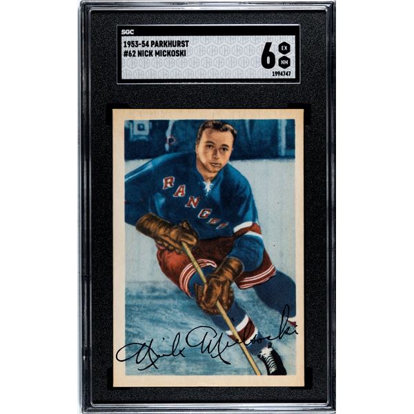 1953-54 Parkhurst #62 Nick Mickoski (SGC 6)