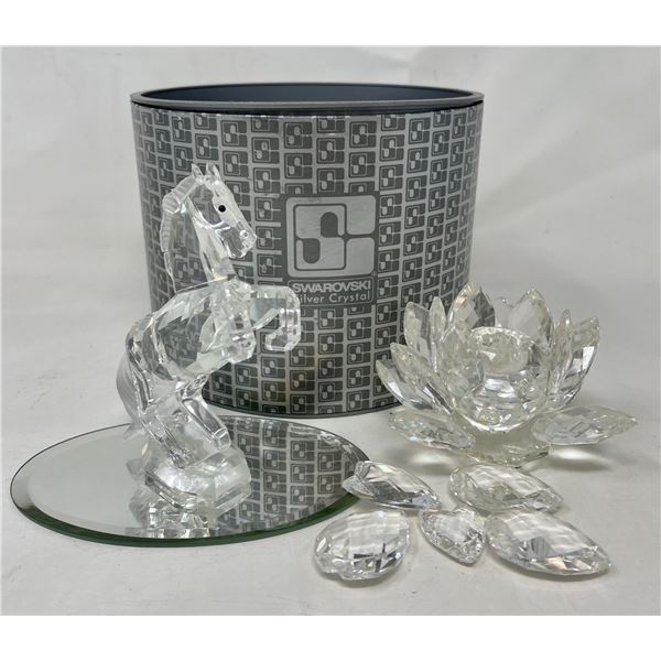 Swarovski Horse & Candlestick Holder (broken pcs. on candlestick)