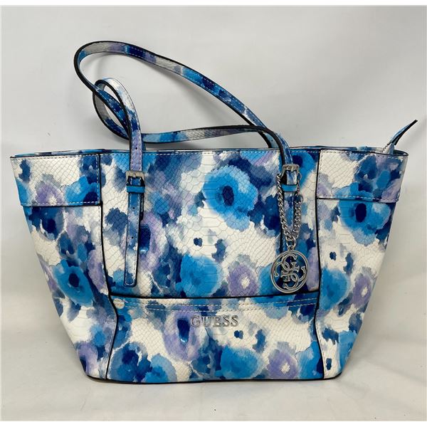 Like New Guess Blue Floral Print Purse