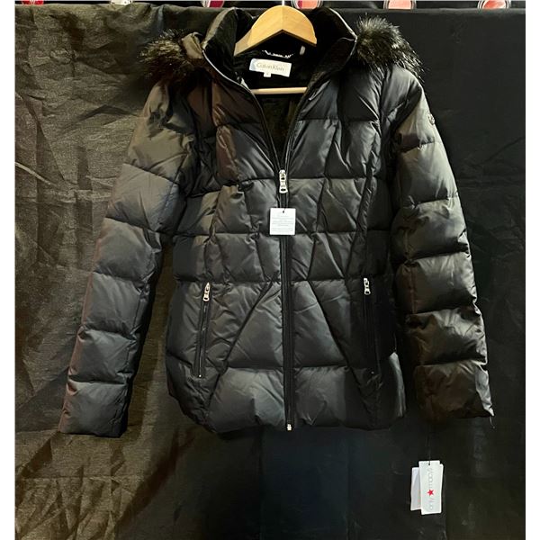 New Calvin Klein Black Puffer Jacket, Size Medium