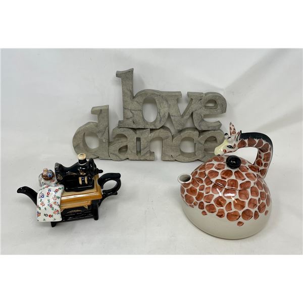 Tea Pots, Giraffe and Old Fashioned Sewing Machine