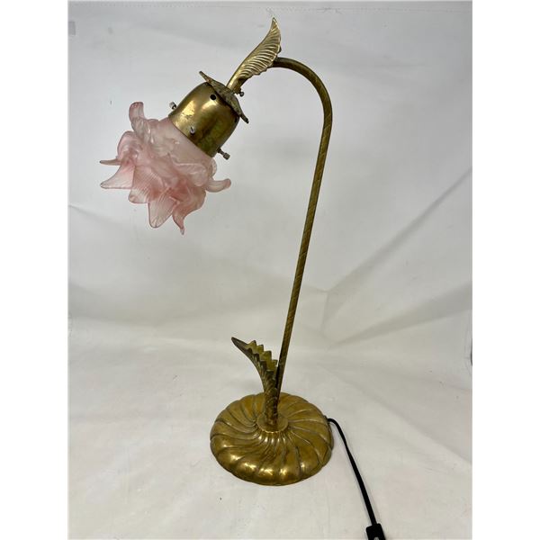 Antique Lamp with Pink Flower Shade