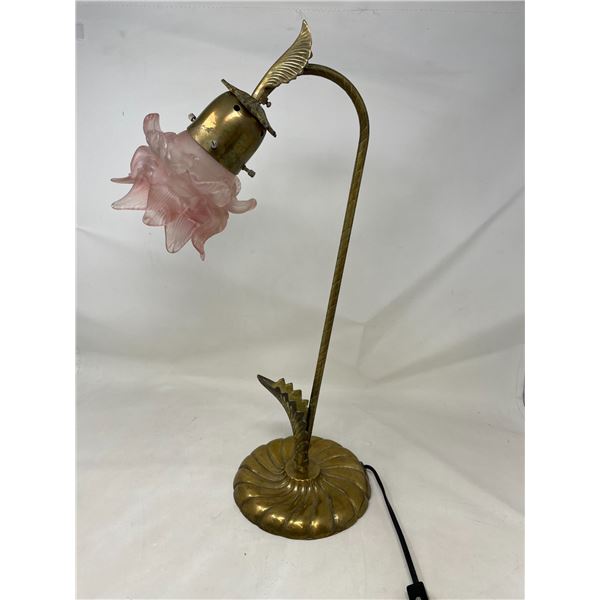 Antique Lamp with Pink Flower Shade