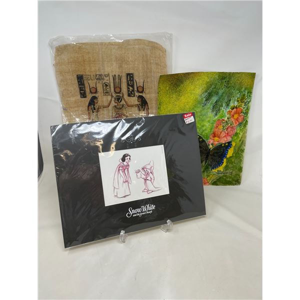 Snow White & Dopey, Butterfly painting, Papyrus Egyptian  decor