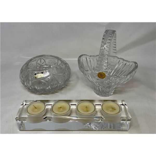 Rosenthal Tea Candle Holder, Polonia Crystal Candy Dish, Princess House Hand Cut Candy Dish