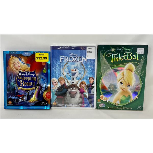 Sleeping Beauty Blue Ray, Frozen & Tinkerbell DVD