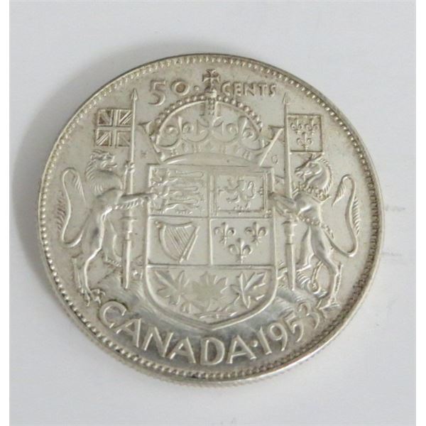 1953 Canadian Silver 50 Cent Coin