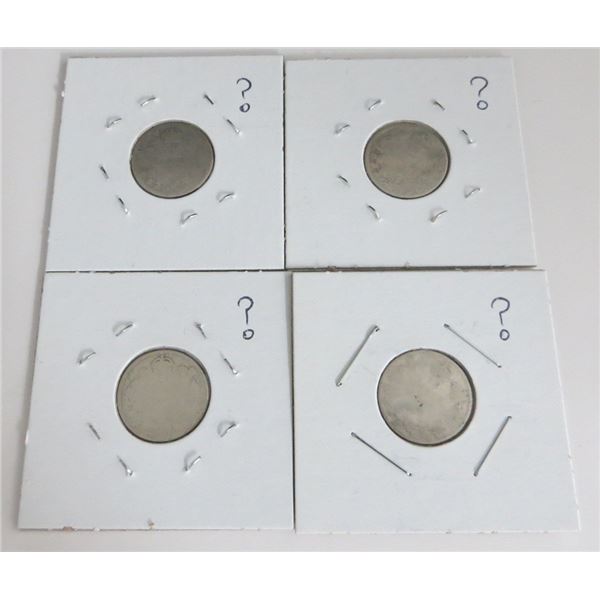 4 Canadian Silver Dimes Dates Unknown