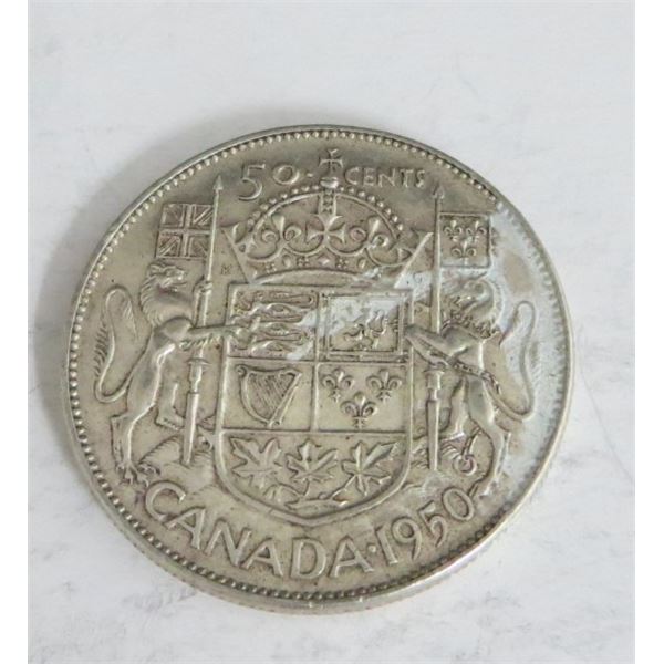 1950 Canadian Silver 50 Cent Coin