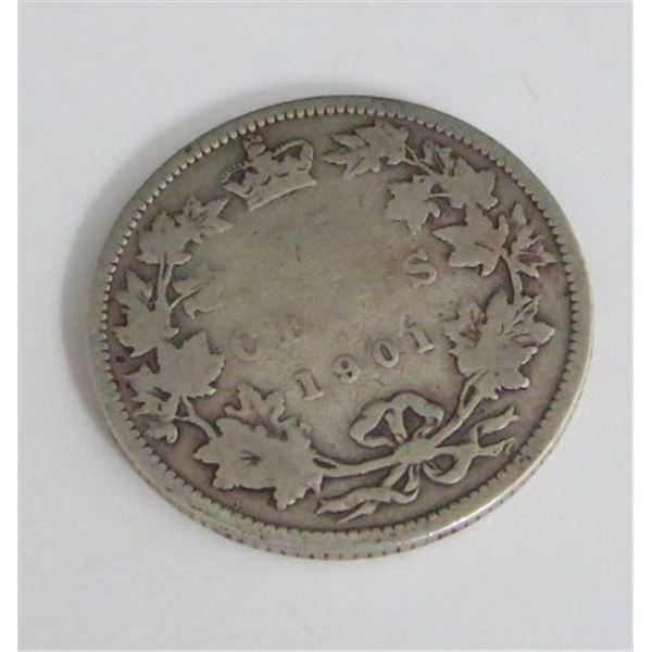 1901 Canadian 25 Cent Silver Coin