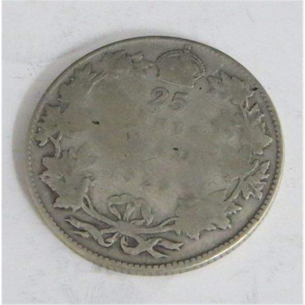 1929 Canadian 25 Cent Silver Coin