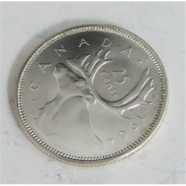 1964 Canadian Silver 25 Cent Coin