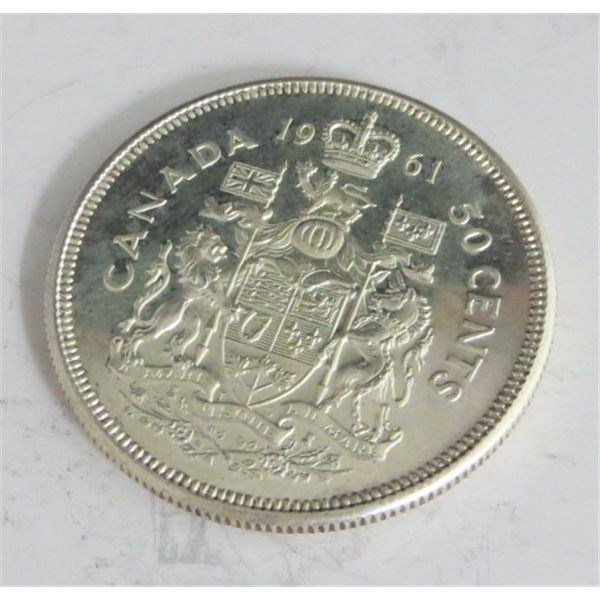1961 Canadian Silver 50 Cent Coin