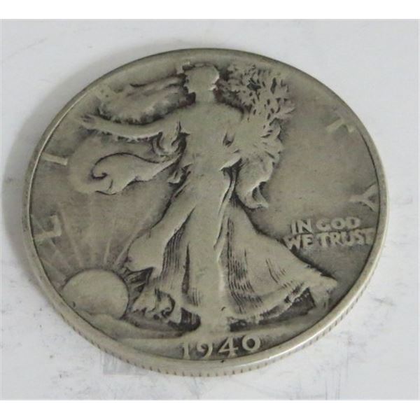 1940 USA Walking Liberty Silver Half Dollar Coin