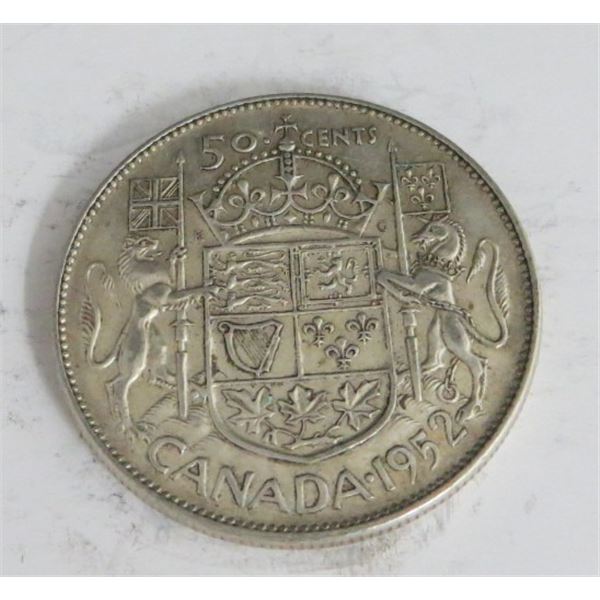 1952 Canadian Silver 50 Cent Coin