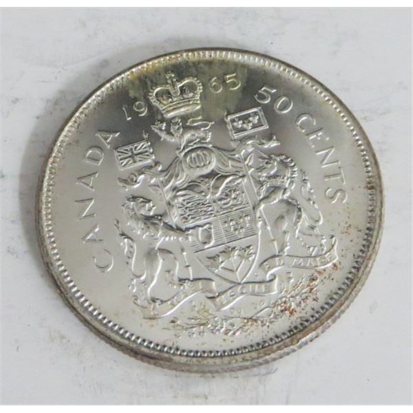 1965 Canadian Silver 50 Cent Coin