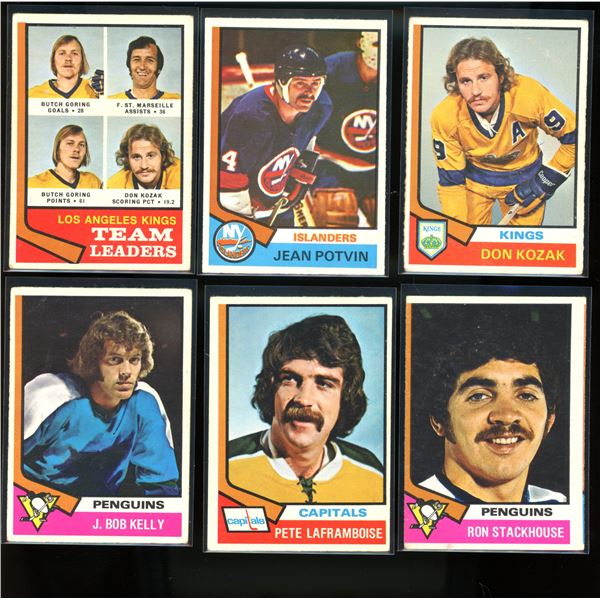 1974-75 O-Pee-Chee Hockey Lot Of 6 Cards