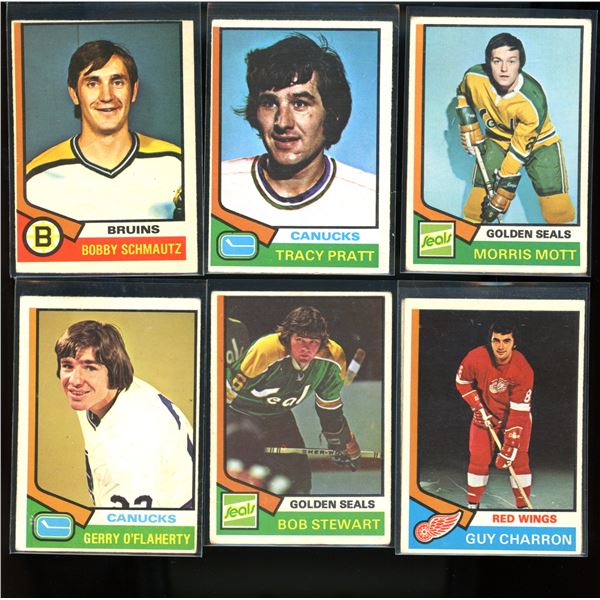 1974-75 O-Pee-Chee Hockey Lot Of 6 Cards